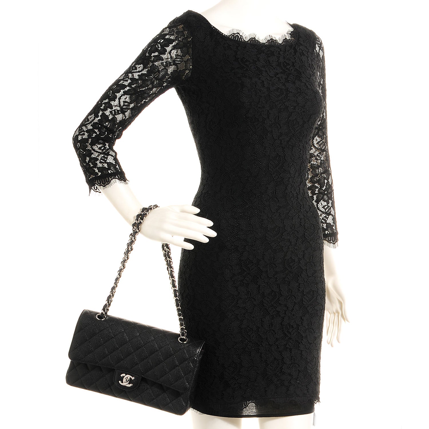 Chanel Caviar Quilted Medium Double Flap Black 2 of 8
