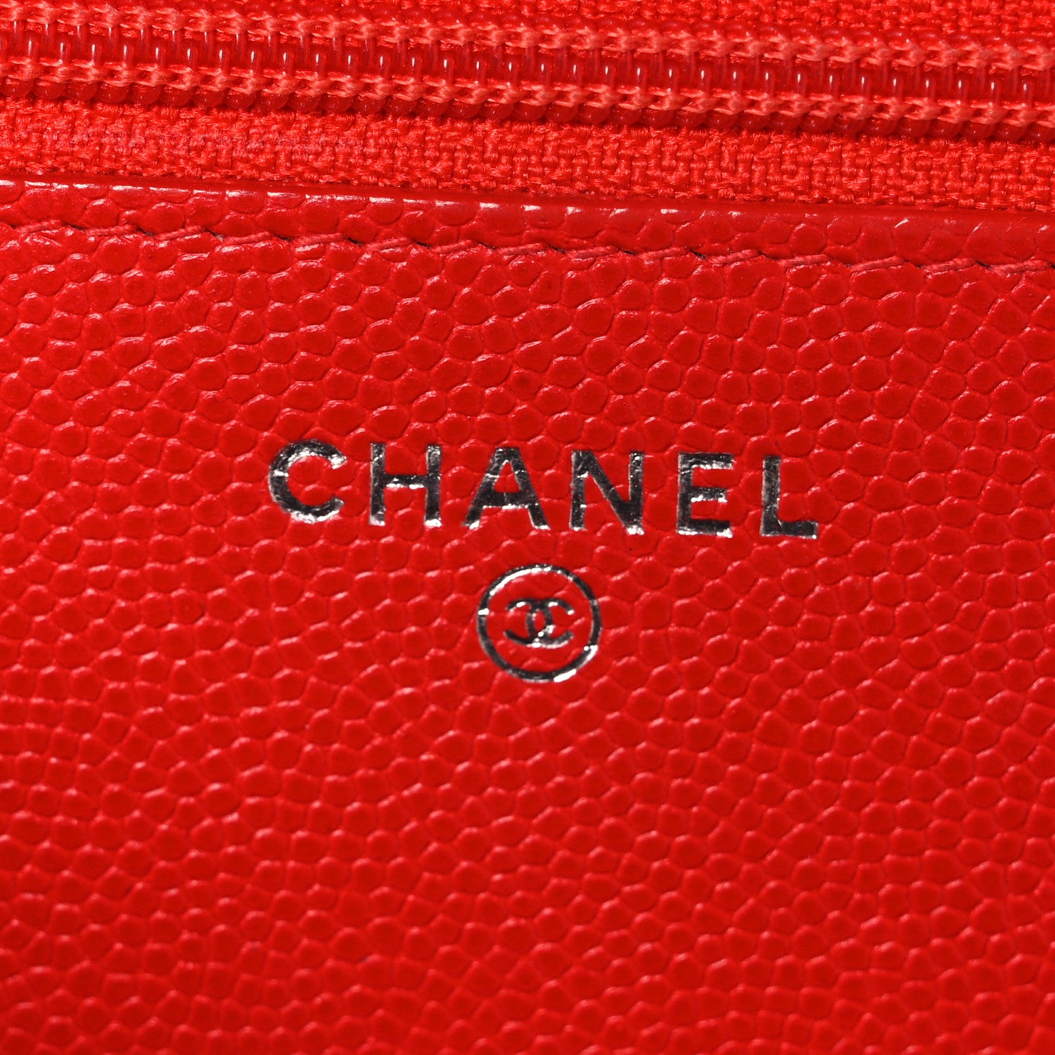 Chanel Caviar Chevron Quilted Wallet On Chain WOC Red 6 of 11