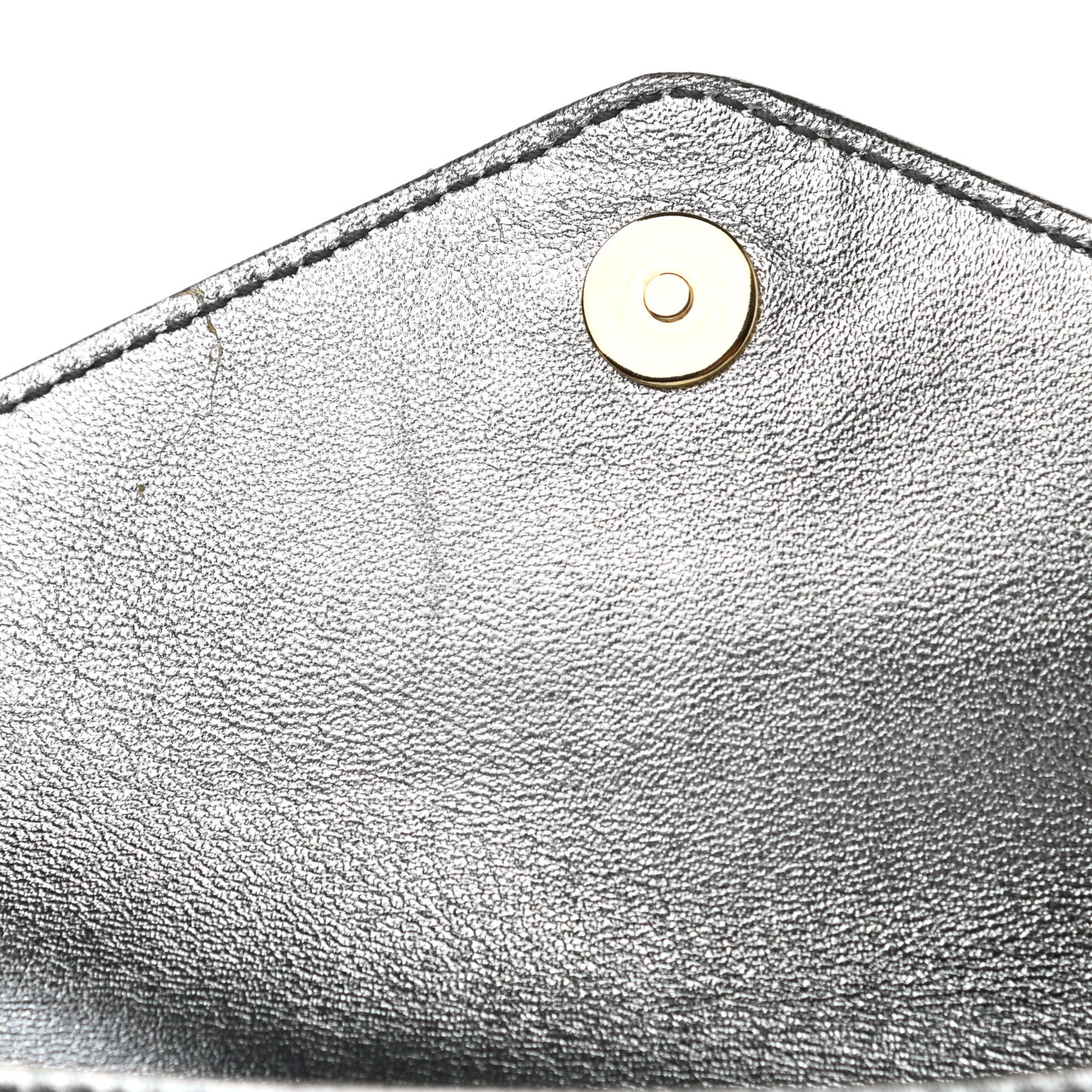 Metallic Calfskin Y-Mail Clutch Silver