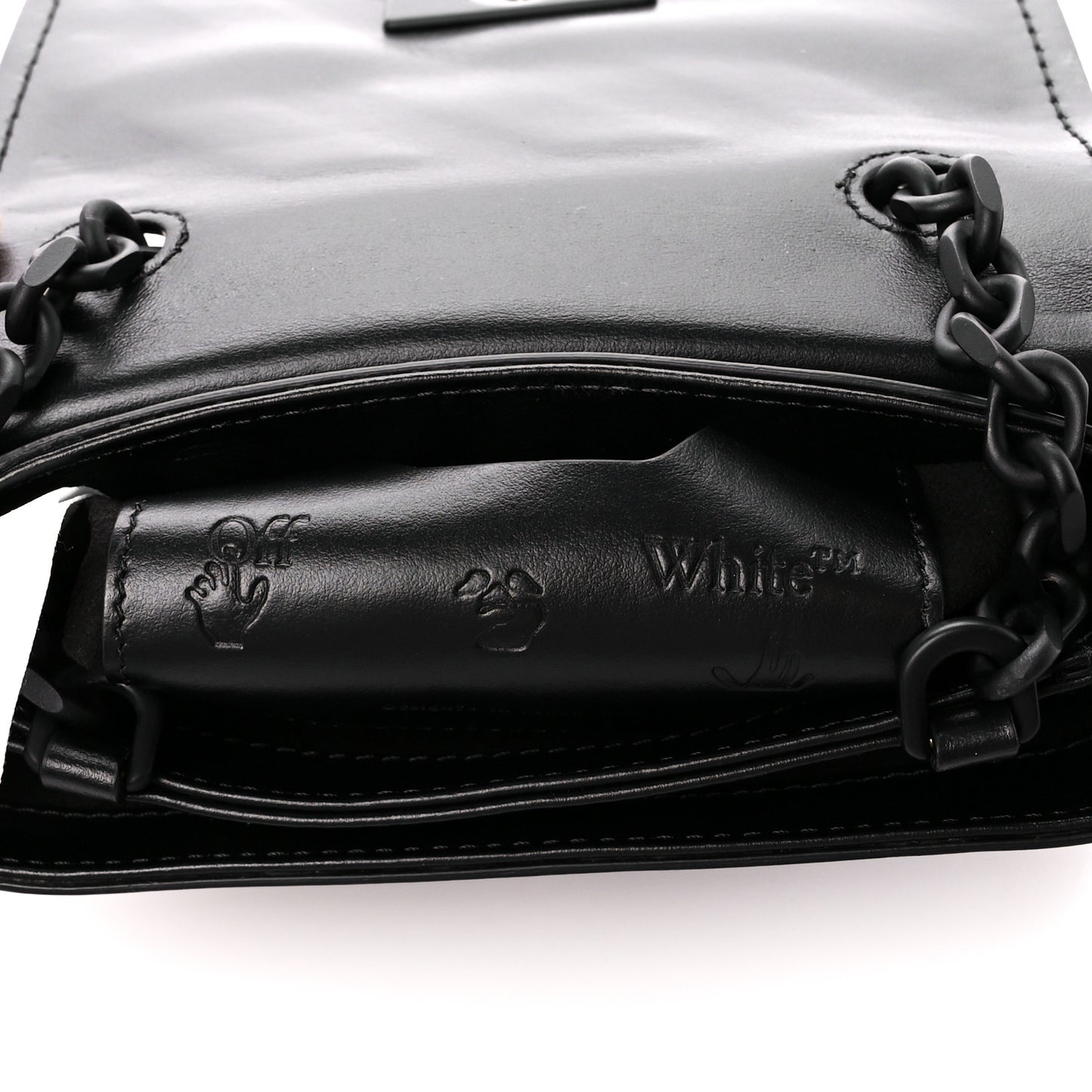 Calfskin Diag Small Binder Clip Crossbody Black