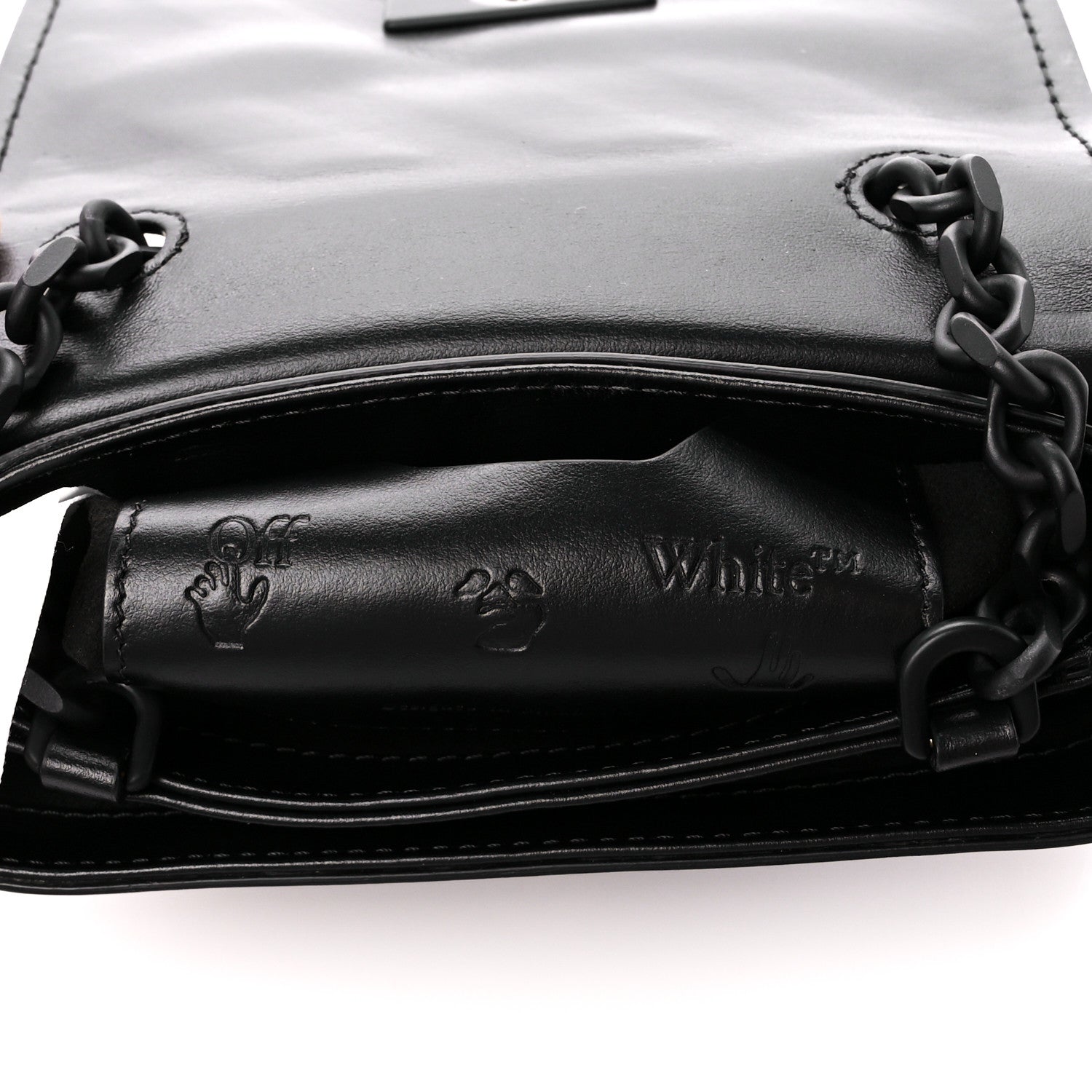 Off-White Calfskin Diag Small Binder Clip Crossbody Black 7 of 12