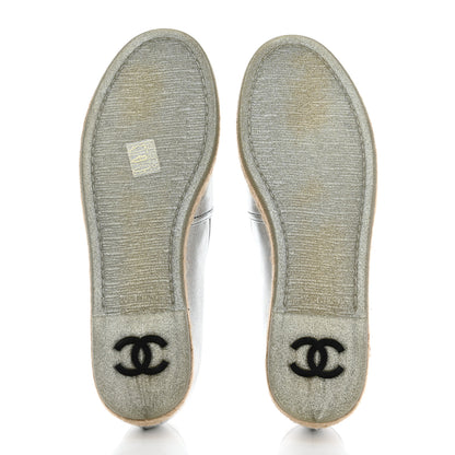 Chanel Crumpled Lambskin CC Mocassin Loafer Espadrilles 40.5 Silver 6 of 10