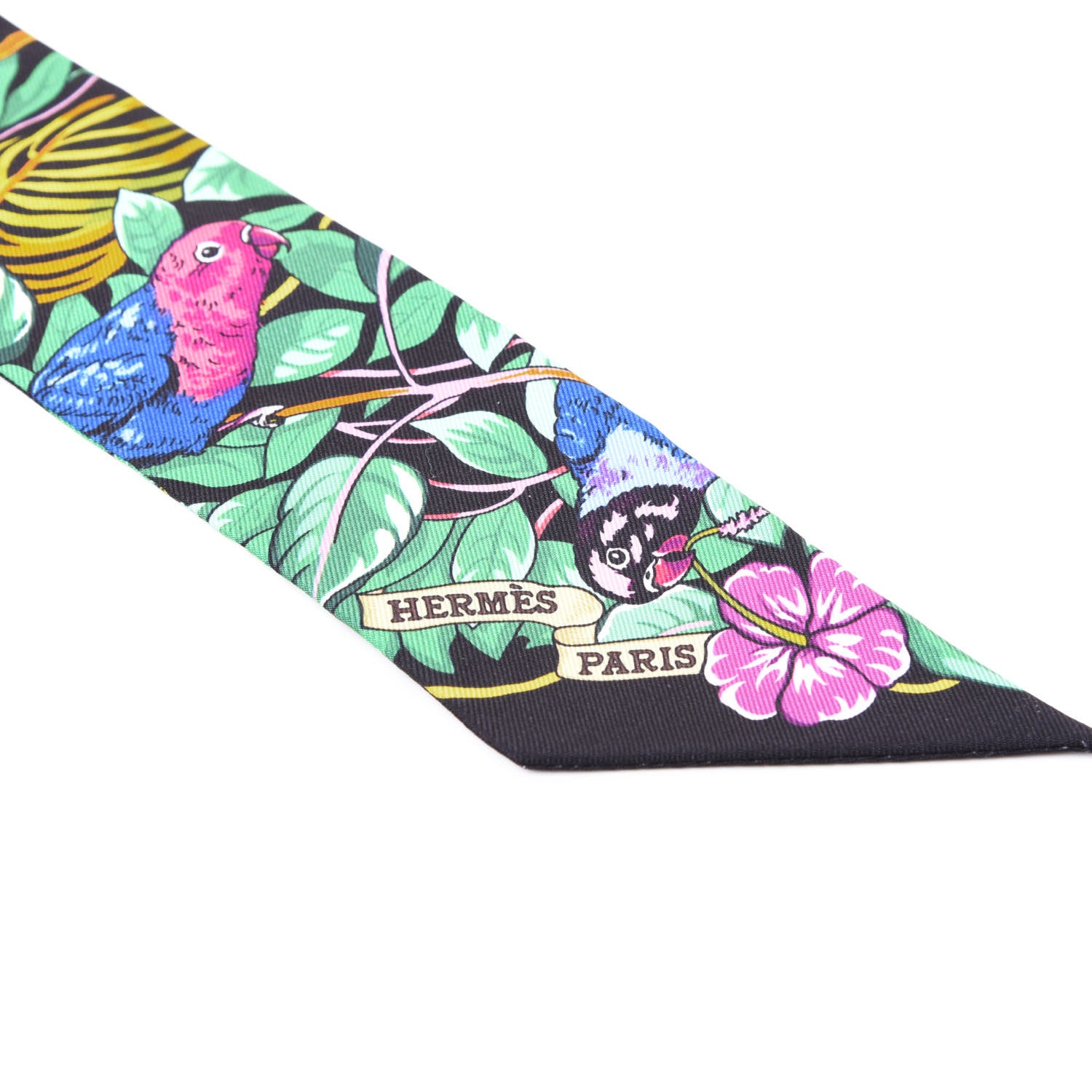 Hermes Silk Jungle Love Love Twilly Black Vert Rose Vif 3 of 4