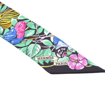 Hermes Silk Jungle Love Love Twilly Black Vert Rose Vif 3 of 4