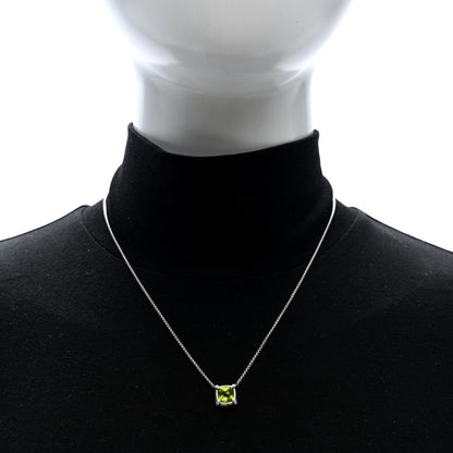 David Yurman 18K Yellow Gold Sterling Silver Diamond Peridot 7mm Chatelaine Bezel Pendant Necklace 2 of 4