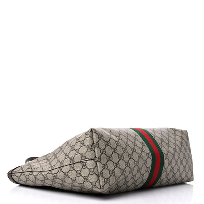 Gucci GG Supreme Monogram Textured Calfskin Web Medium Ophidia Shopping Tote Beige Ebony New Acero 4 of 13