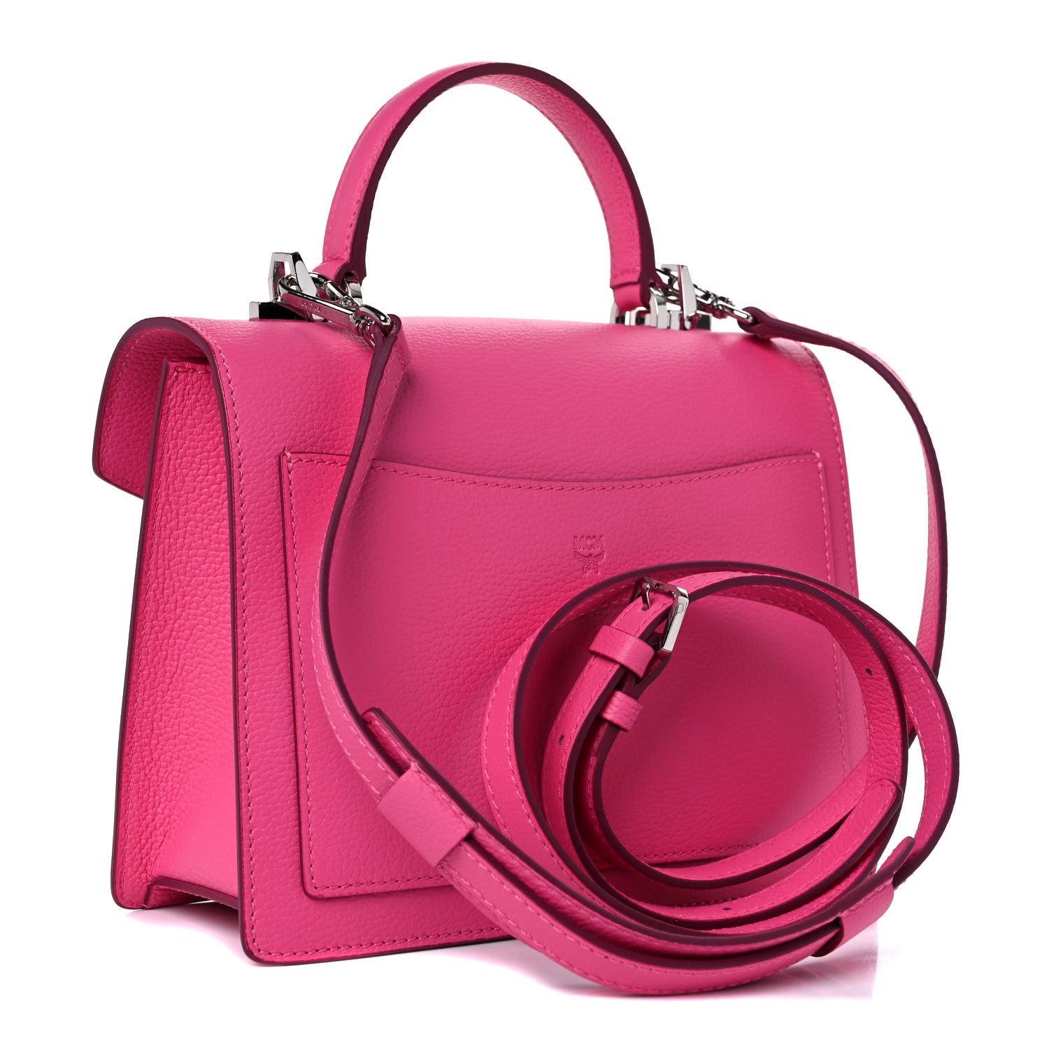 MCM Grained Calfskin Small Patricia Satchel Sugar Pink 2 of 8