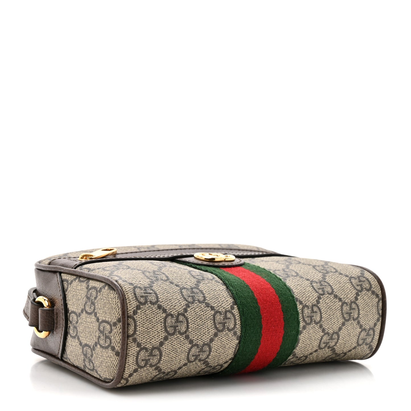 GG Supreme Monogram Textured Dollar Calfskin Mini Ophidia Shoulder Bag Beige Ebony New Acero