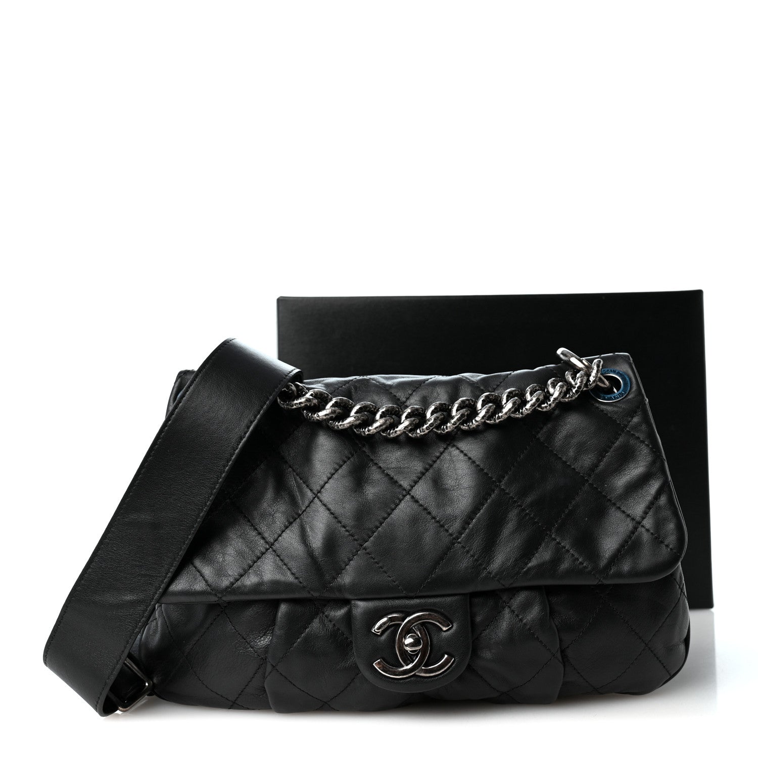 Chanel Calfskin Coco Pleats Messenger Flap Black 11 of 11