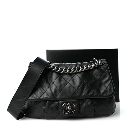 Chanel Calfskin Coco Pleats Messenger Flap Black 11 of 11