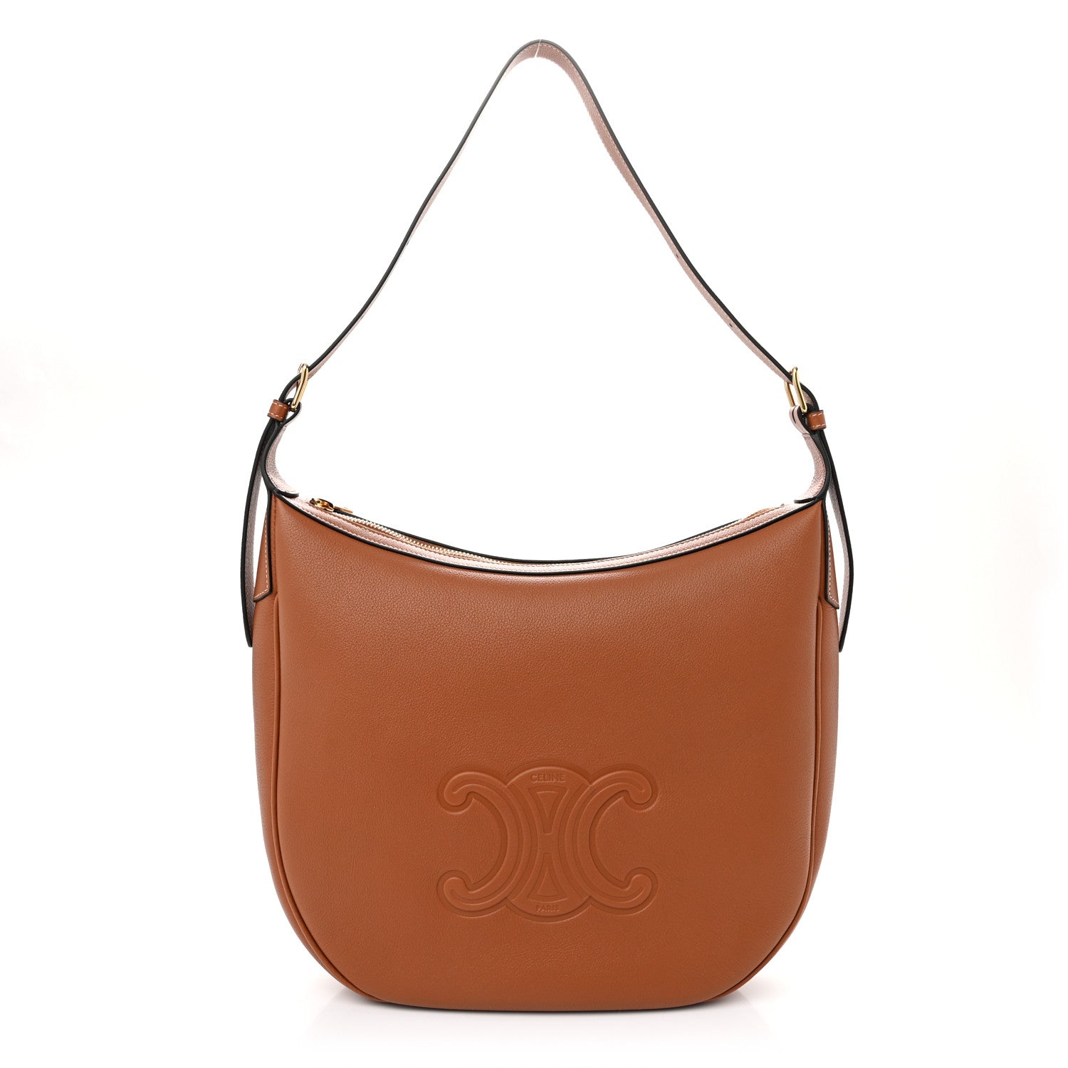Celine Supple Calfskin Medium Triomphe Heloise Shoulder Bag Tan 1 of 11