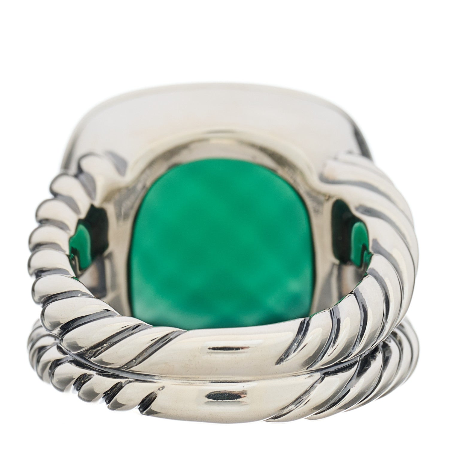 David Yurman Sterling Silver Green Onyx 14mm Albion Ring 52 6 3 of 5