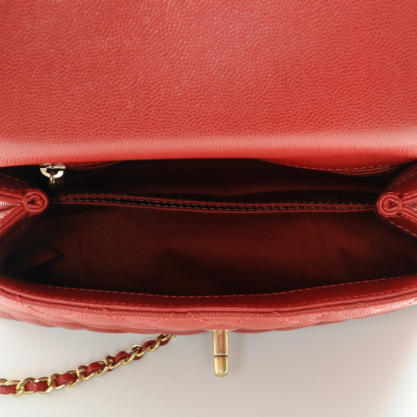 Caviar Quilted Mini Coco Handle Flap Red