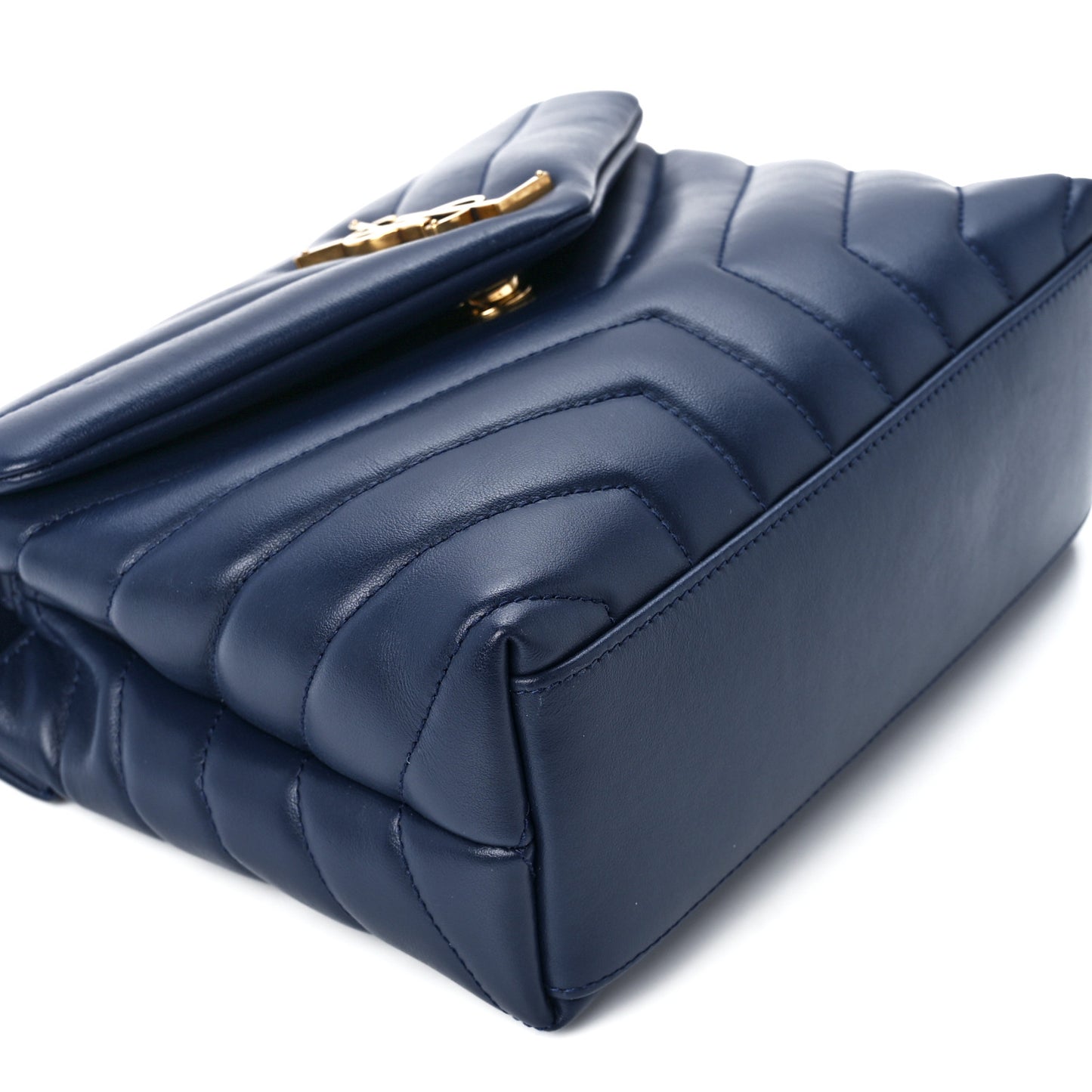 Calfskin Y Quilted Monogram Small Loulou Chain Satchel Blue Charron