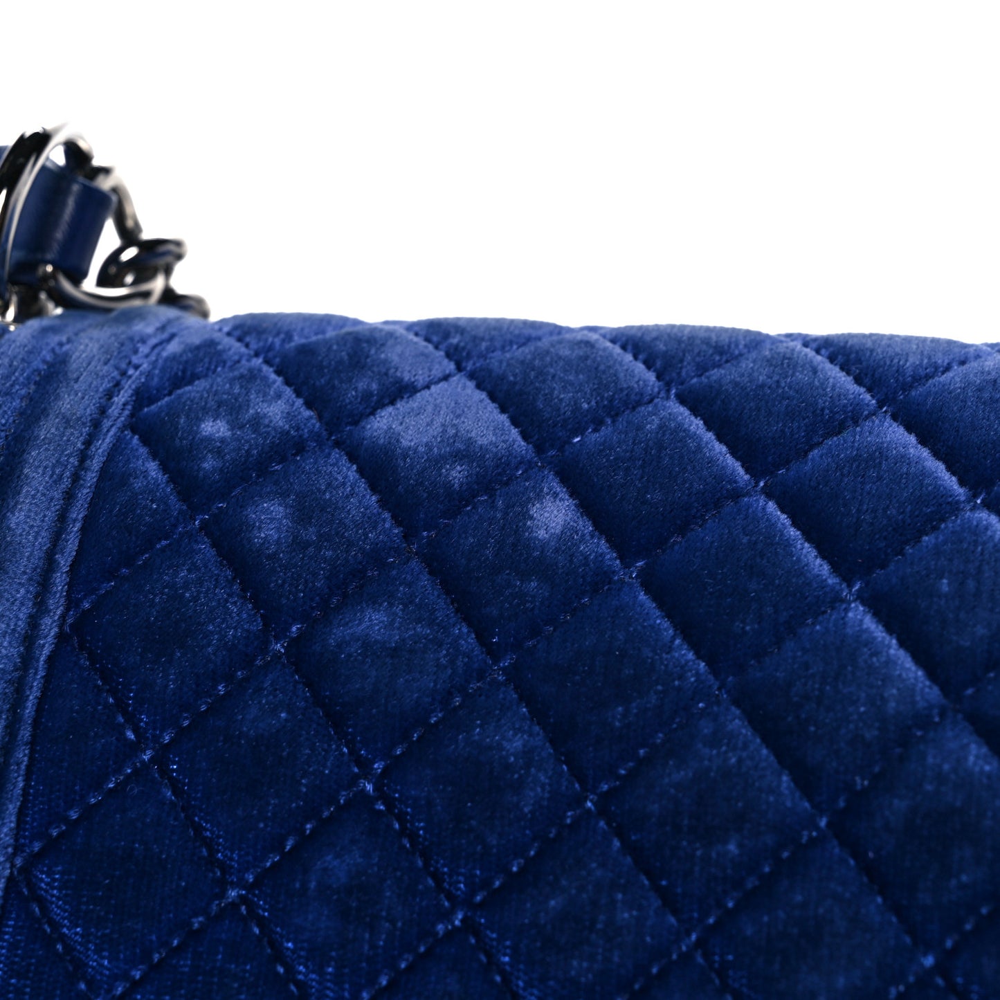 Velvet Quilted Medium Boy Flap Blue