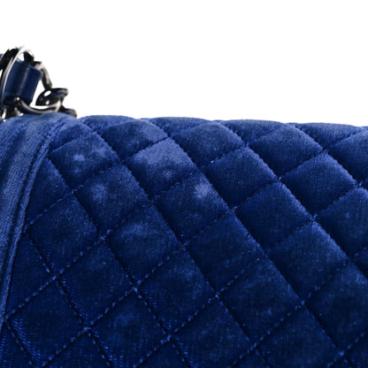 Chanel Velvet Quilted Medium Boy Flap Blue 19 of 21