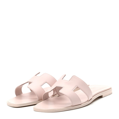 Hermes Box Calfskin Oran Sandals 39 Rose Pale 3 of 8