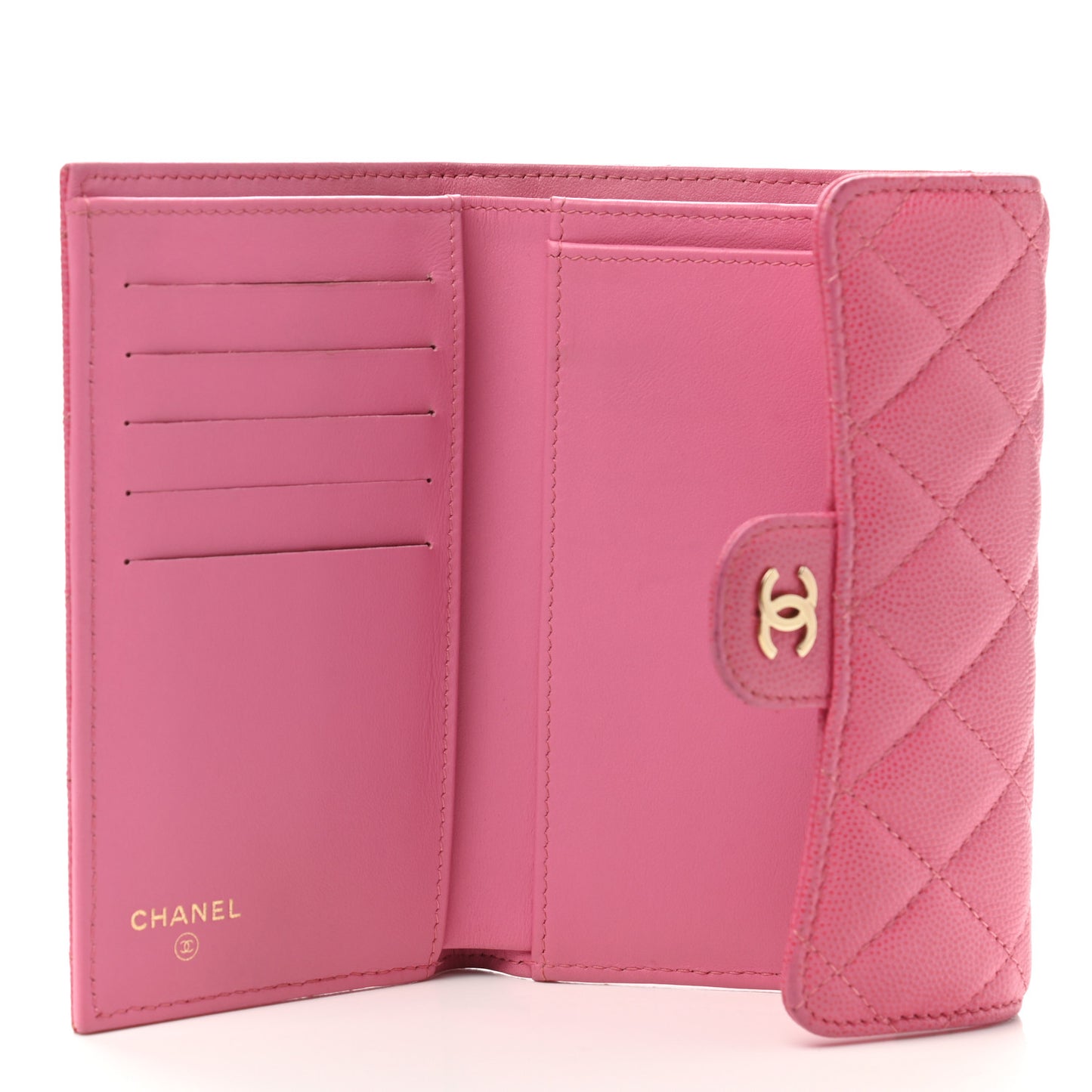 Caviar Quilted Medium Flap Wallet Pink