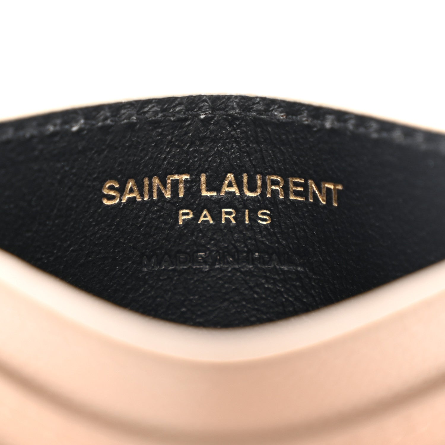 Saint Laurent Grain De Poudre Matelasse Chevron Monogram Credit Card Case Dark Beige 6 of 8