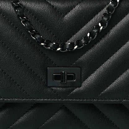 Chanel Sheepskin Chevron Reissue Wallet On Chain WOC So Black 9 of 12
