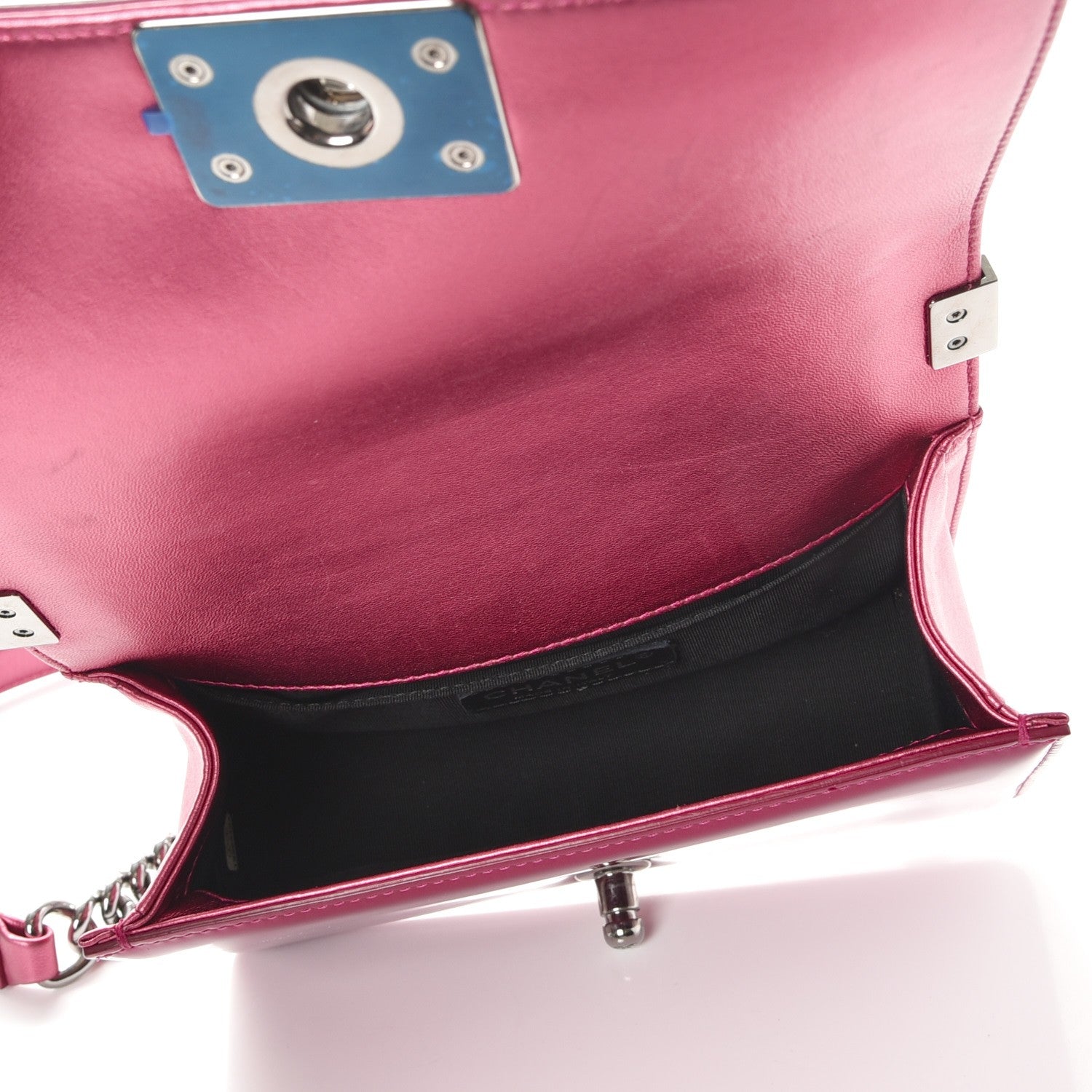 Chanel Metallic Patent Calfskin Quilted Small Boy Flap Pink 5 of 9