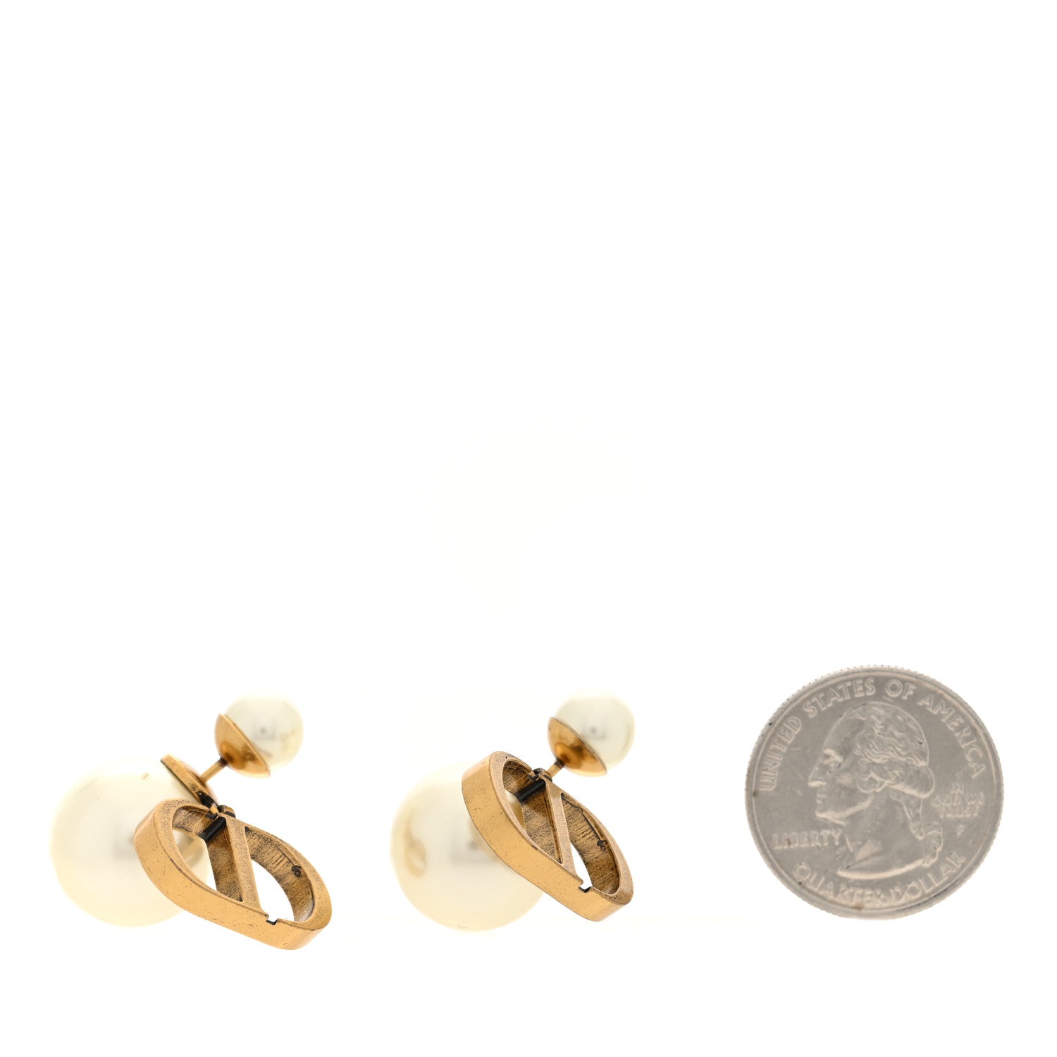 Christian Dior Metal Pearl Tribales Earrings Gold 2 of 5