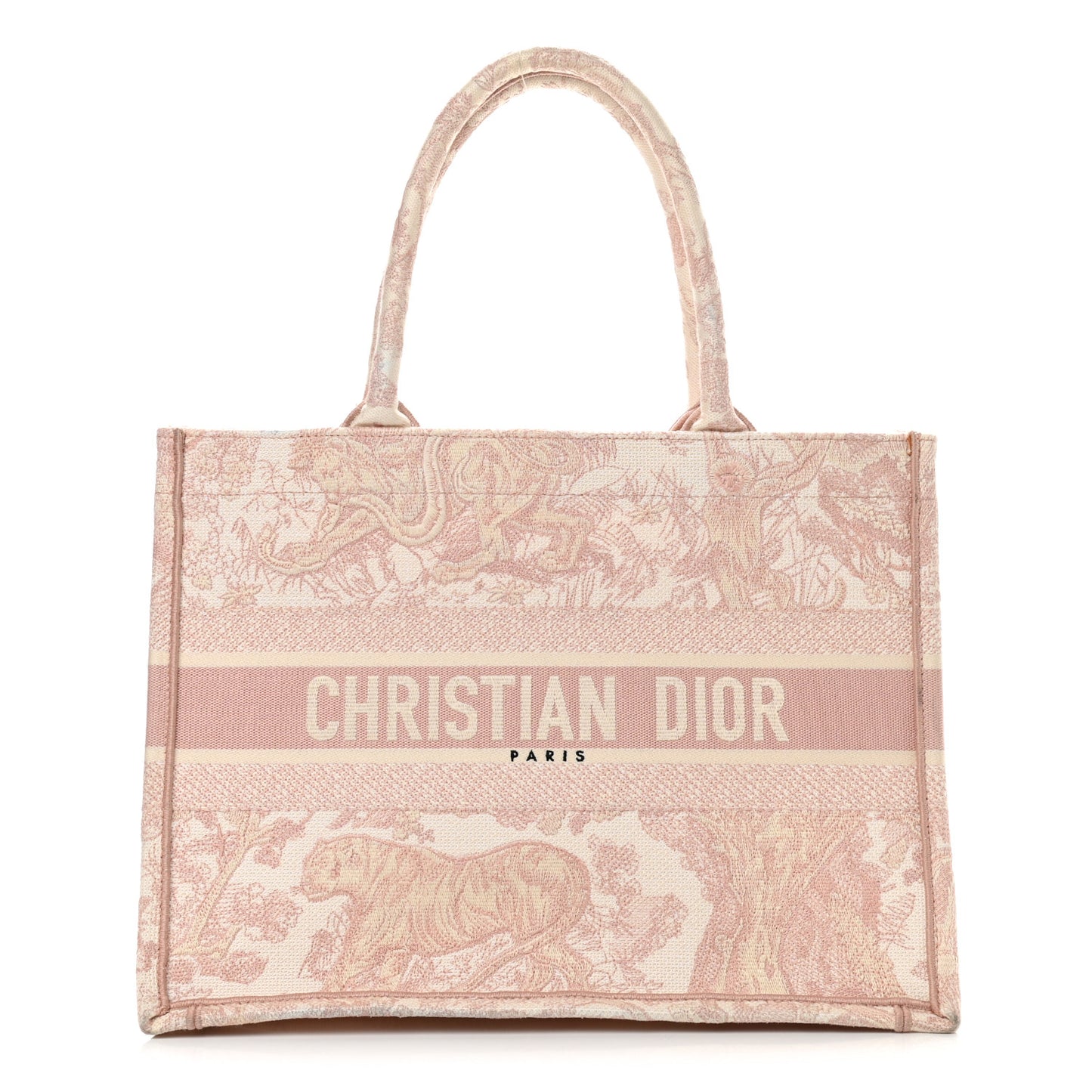 Canvas Embroidered Medium Dioriviera Toile De Jouy Book Tote Rose