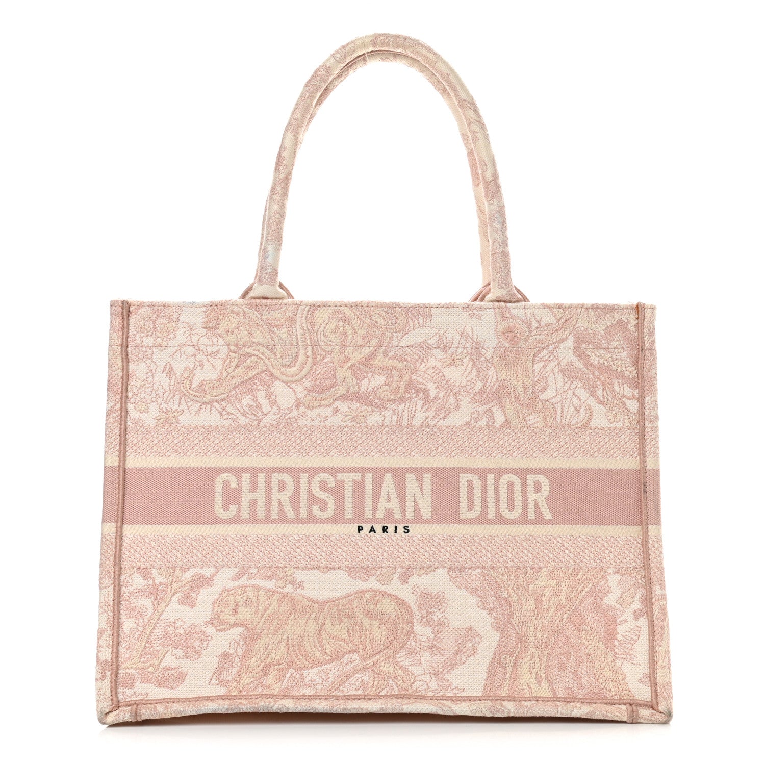 Christian Dior Canvas Embroidered Medium Dioriviera Toile De Jouy Book Tote Rose 1 of 14
