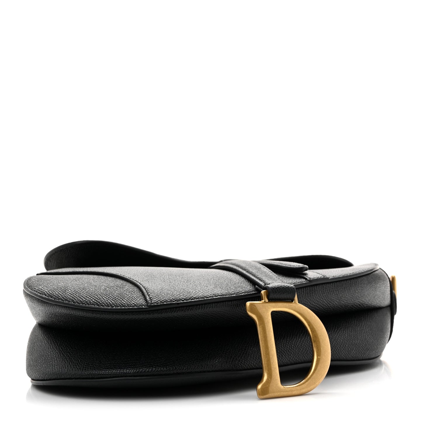 Grained Calfskin Saddle Bag With Strap Black
