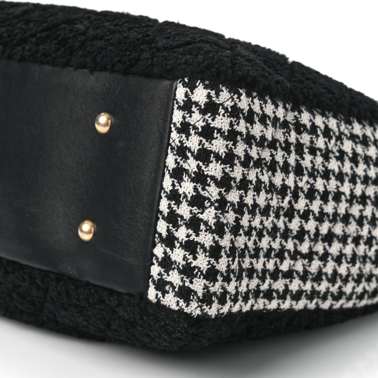 Shearling Tweed Shopper Tote Black