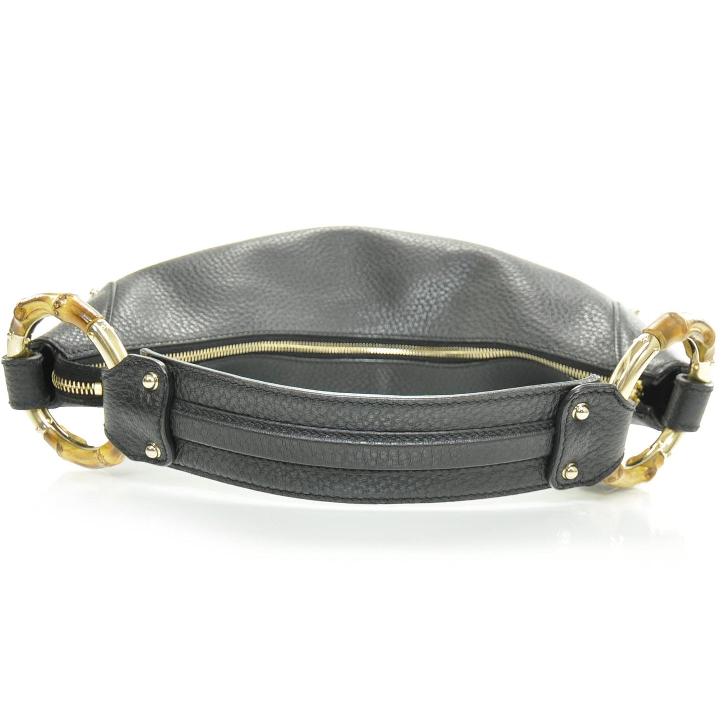 Leather Bamboo Ring Hobo Black