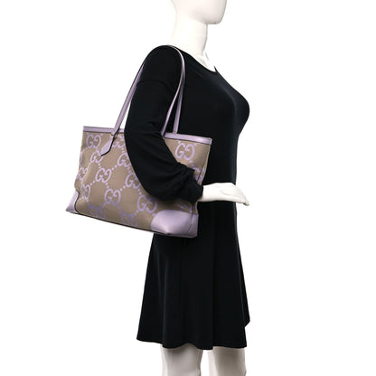 Gucci Monogram Jumbo GG Textured Dollar Calfskin Medium Ophidia Shopping Tote Beige Lapis 2 of 11
