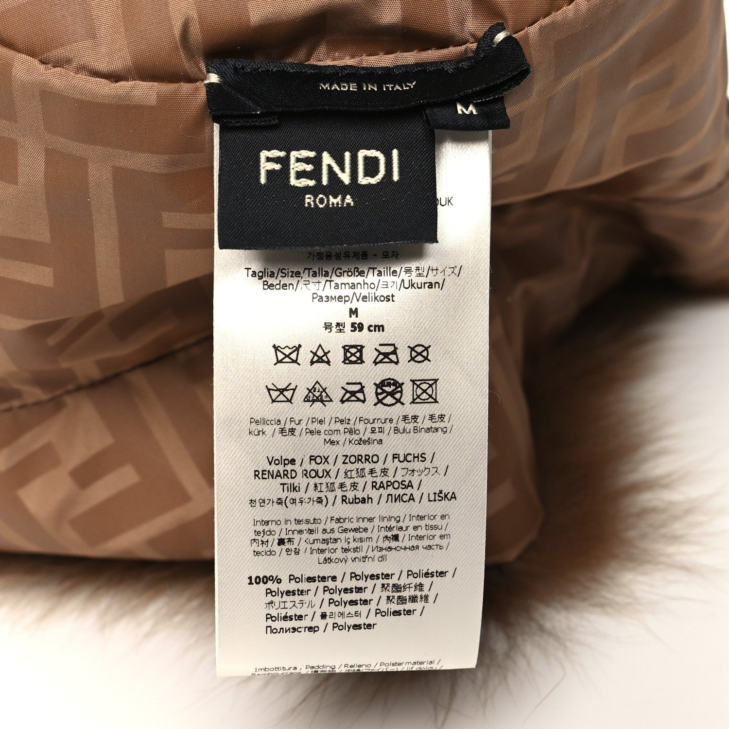 Fendi Fox Fur Bucket Hat M Brown 7 of 7