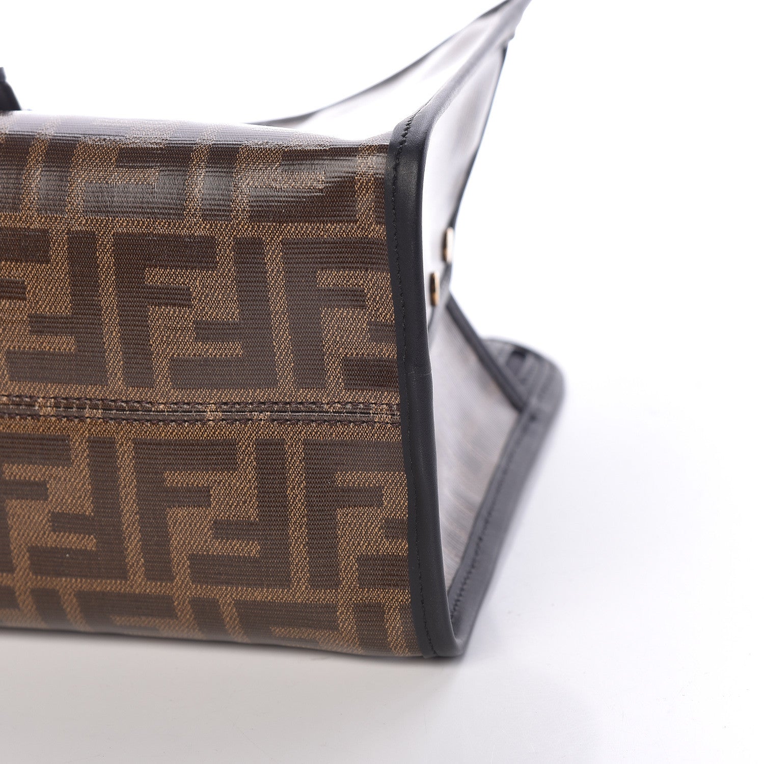 Fendi Glazed Fabric Vitello Century FF 1974 Stamp Patch Mini Peekaboo Defender Cover Mogano Panna Black 9 of 9