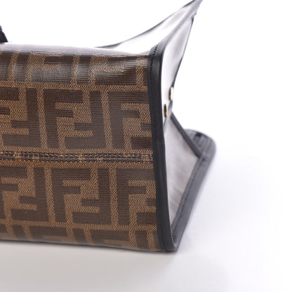 Fendi Glazed Fabric Vitello Century FF 1974 Stamp Patch Mini Peekaboo Defender Cover Mogano Panna Black 9 of 9