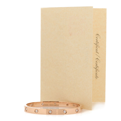 Cartier 18K Pink Gold 10 Diamond LOVE Bracelet 18 5 of 5