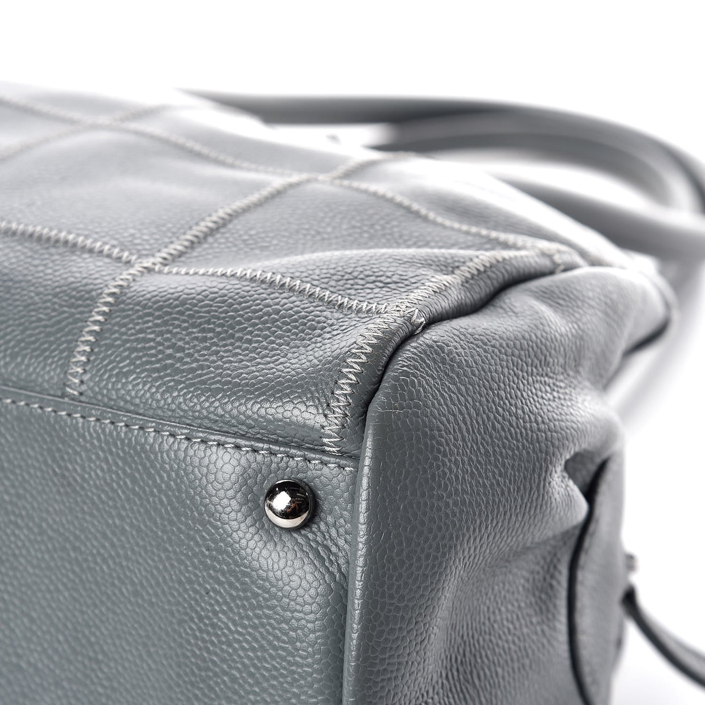 Caviar Square Stitched Medium Tote Grey