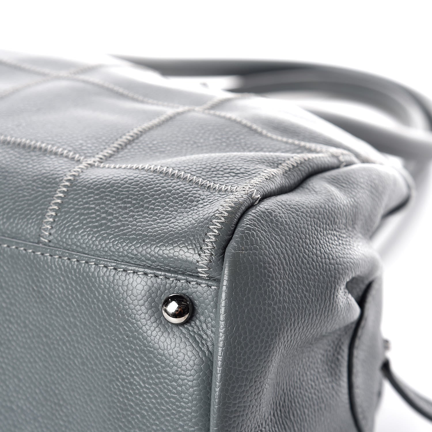 Chanel Caviar Square Stitched Medium Tote Grey 14 of 14