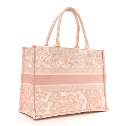 Christian Dior Canvas Toile De Jouy Embroidered Medium Book Tote Pink 3 of 12