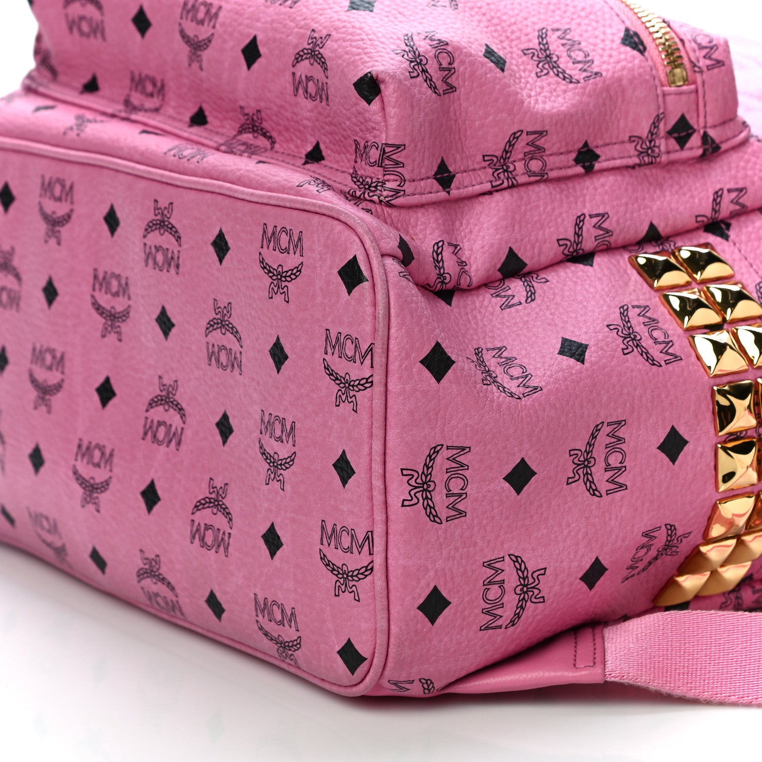 MCM Visetos Medium Side Studs Stark Backpack Pink 9 of 14