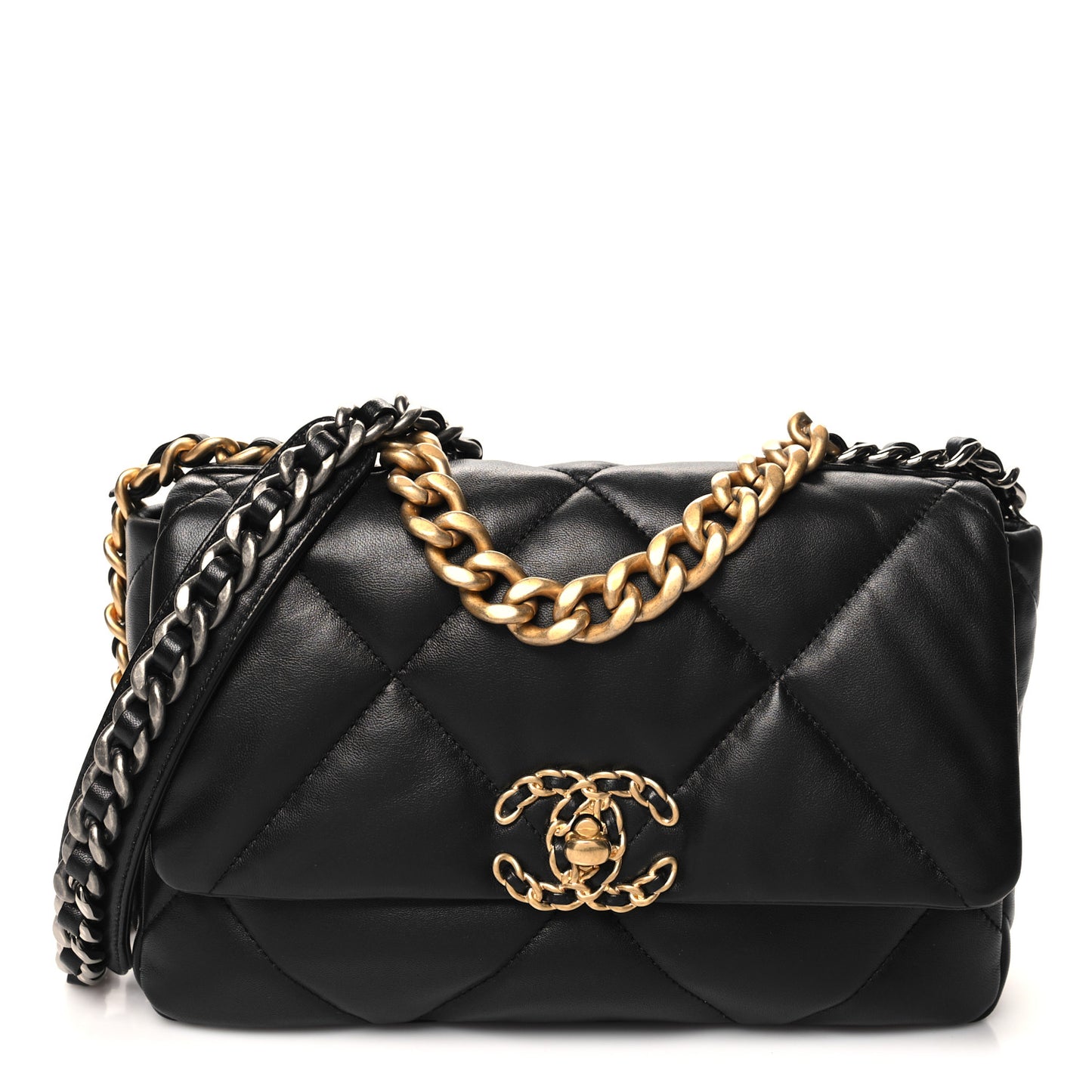 Lambskin Quilted Medium Chanel 19 Flap Black