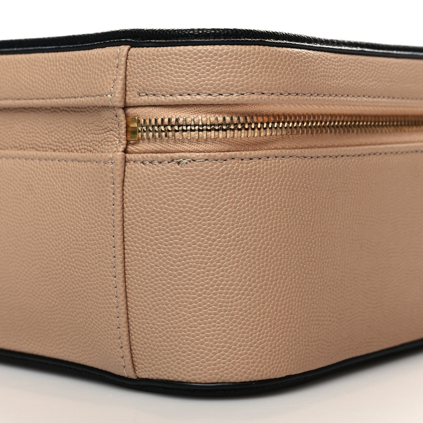 Caviar Quilted Large CC Filigree Vanity Case Beige Black