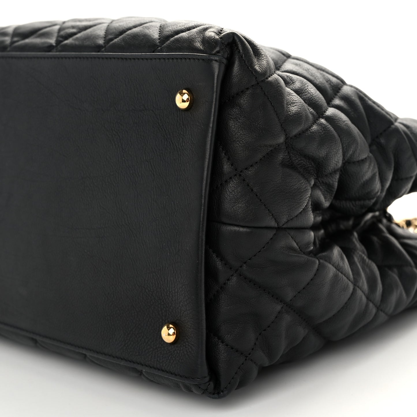 Calfskin Quilted Small Chain Me Tote Black