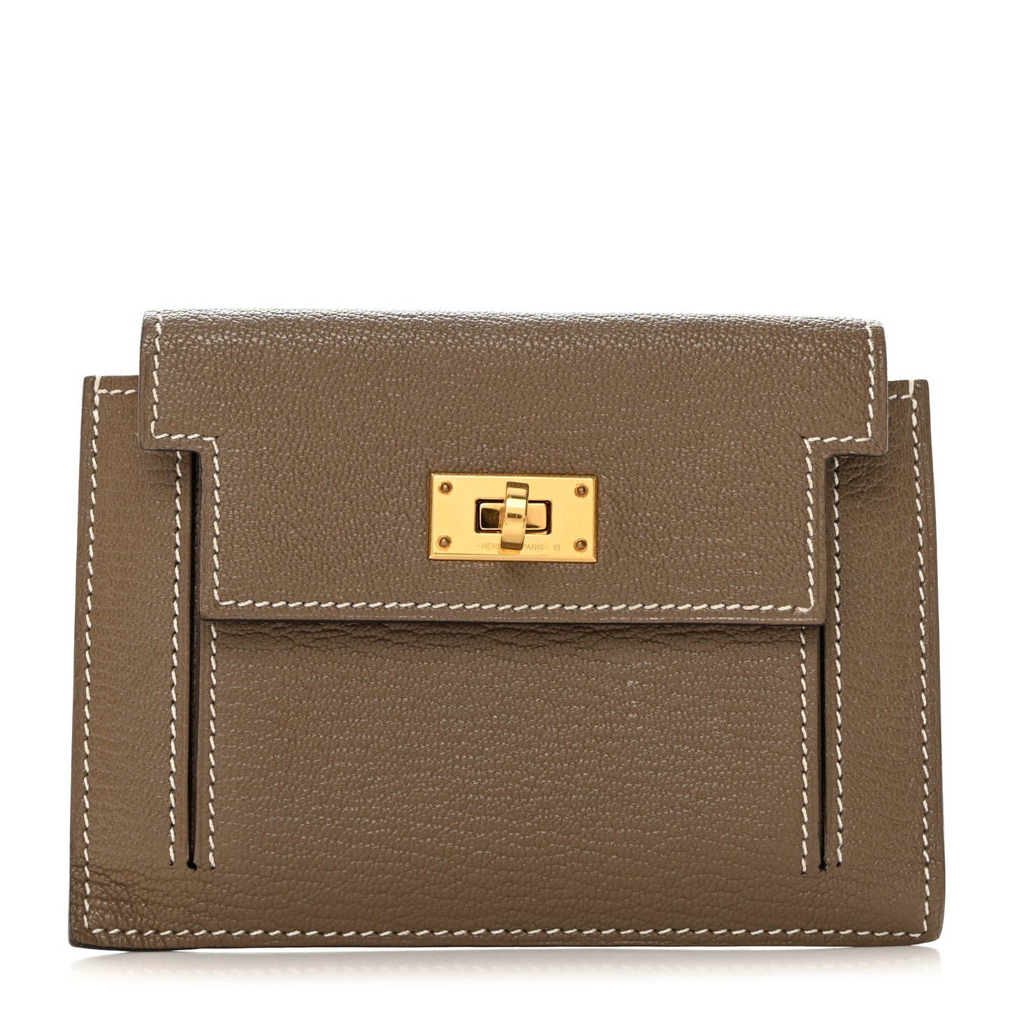 Chevre Mysore Kelly Pocket Compact Wallet Etoupe