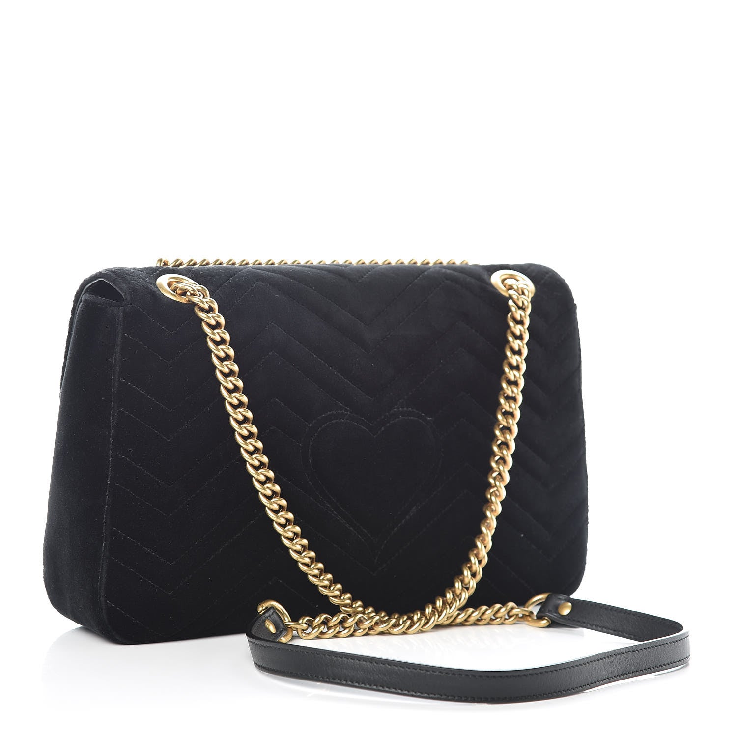 Gucci Velvet Matelasse Medium GG Marmont Shoulder Bag Black 3 of 9