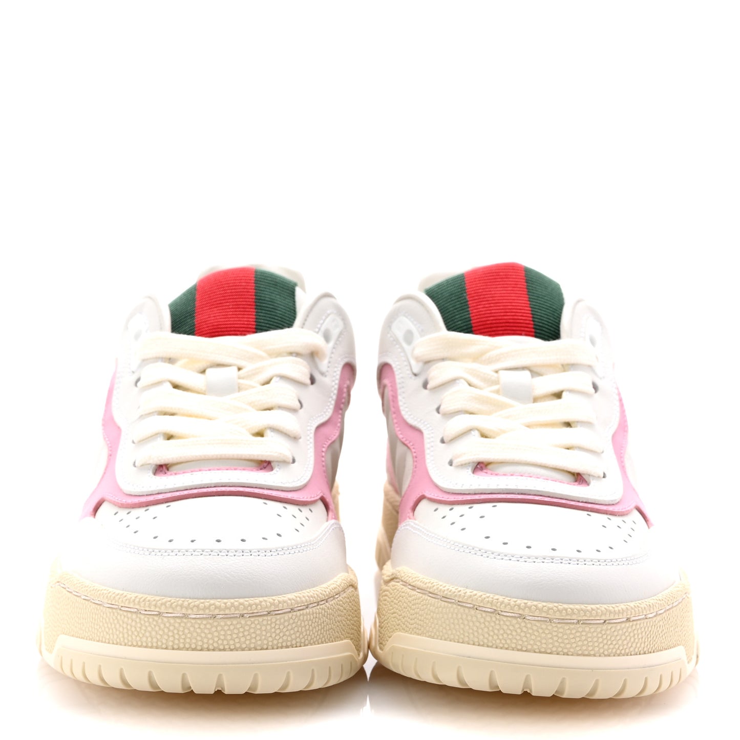 Calfskin Womens Re-Web Sneakers 35 White Pink