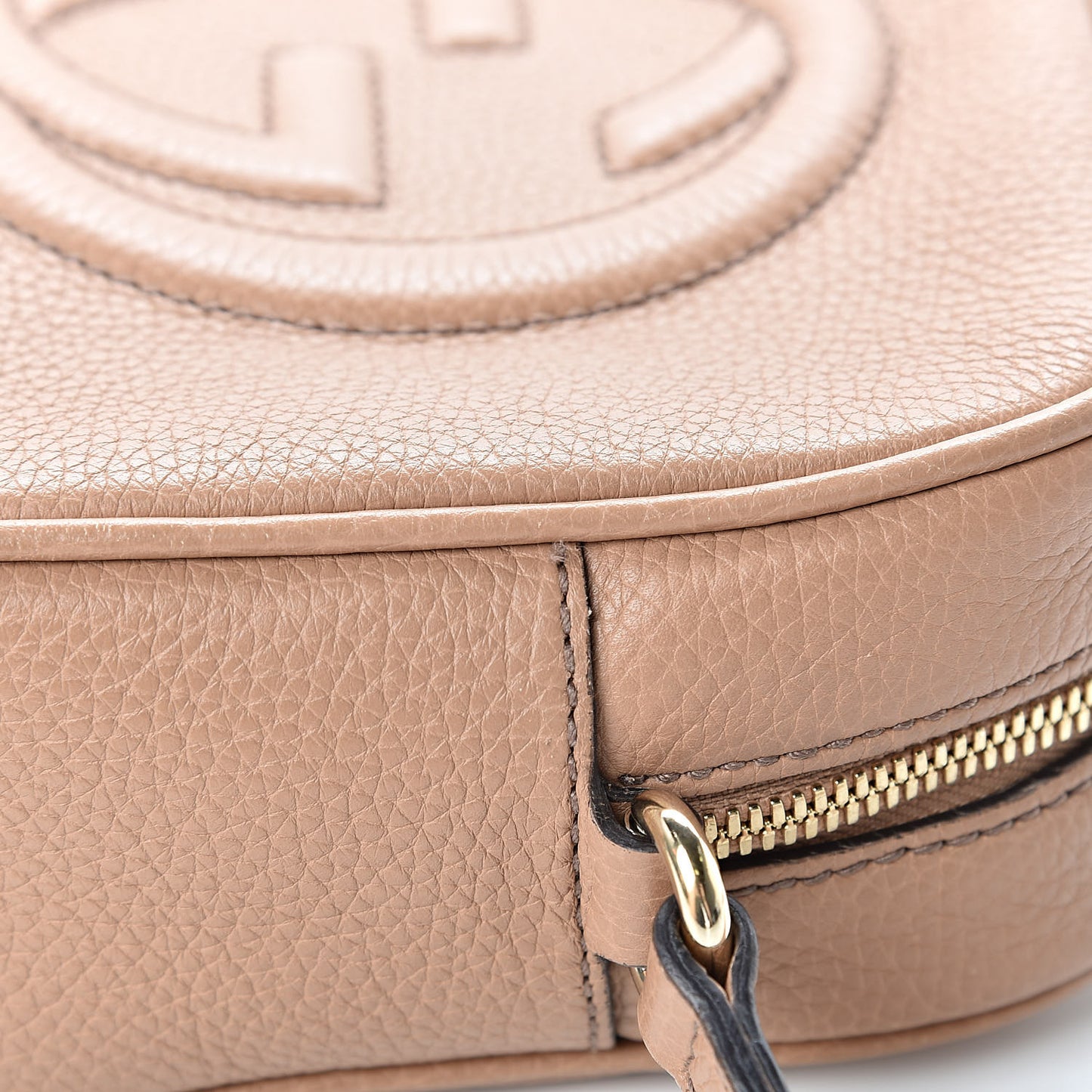 Pebbled Calfskin Small Soho Disco Bag Rose Beige