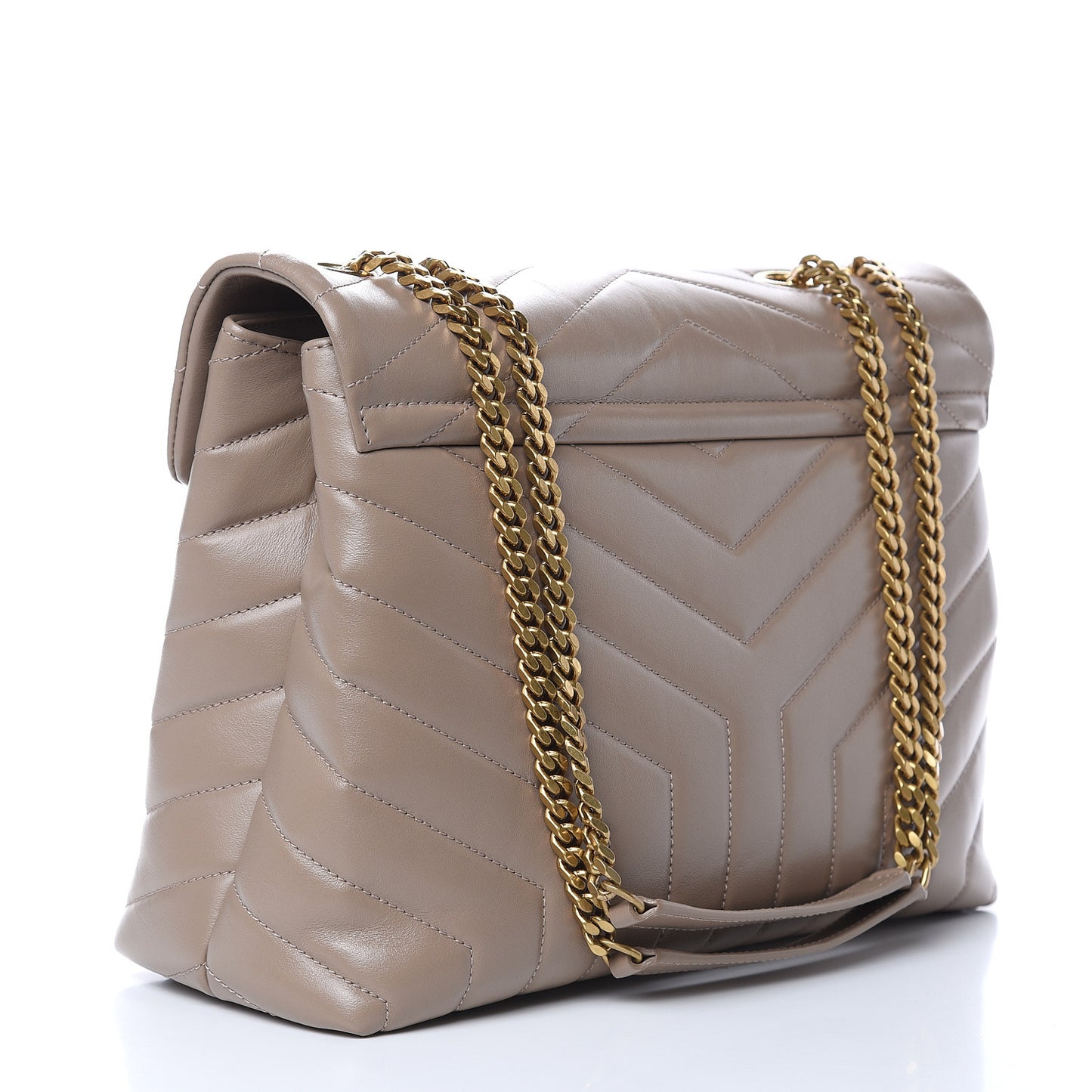 Calfskin Y Quilted Monogram Medium Loulou Chain Satchel Dusty Grey