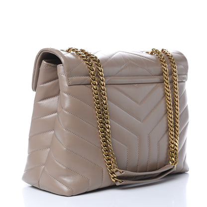 Saint Laurent Calfskin Y Quilted Monogram Medium Loulou Chain Satchel Dusty Grey 3 of 11