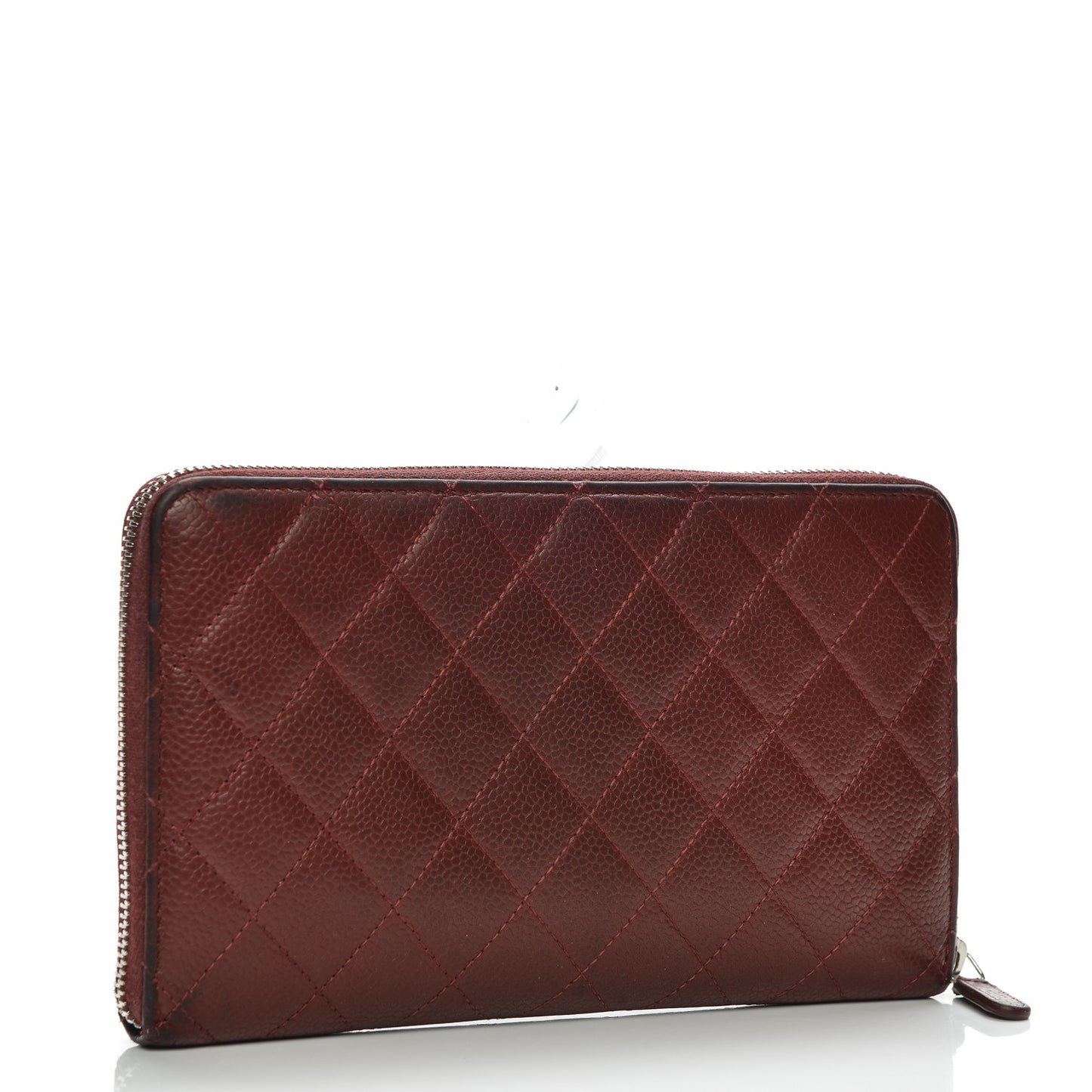 Caviar Quilted Large Zip Around Organizer Wallet Dark Red